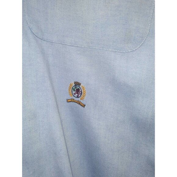 VTG Tommy Hilfiger Mens Button-Down Blue Shirt 16 1/2 34-35 - Picture 2 of 6